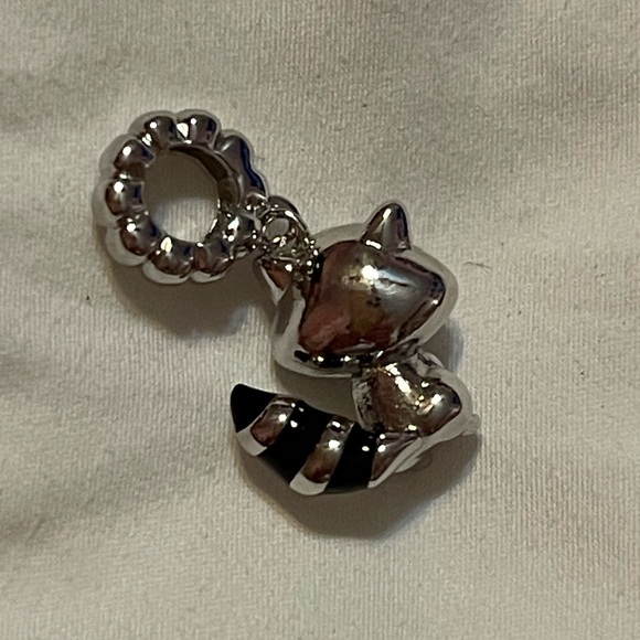 Sterling Silver and Pink Raccoon Charm Pendant - Picture 6 of 11